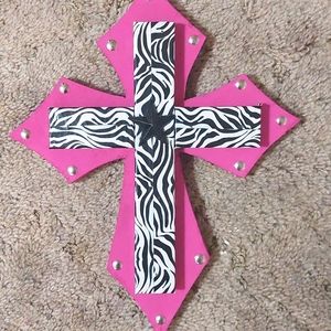 Zebra and pink wood cross